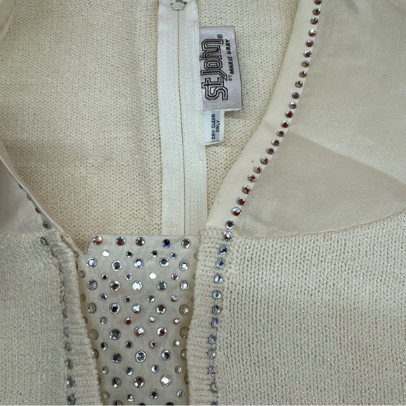 St. John By Marie Gray Knit Cream Cardigan Women’s Size 6 - Picture 9 of 10